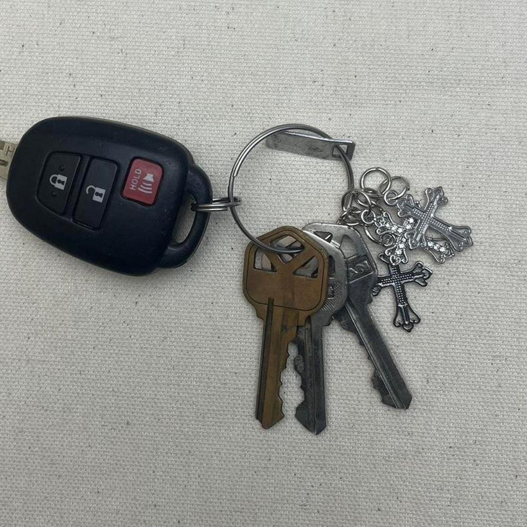 Triple Cross Charm Keychain