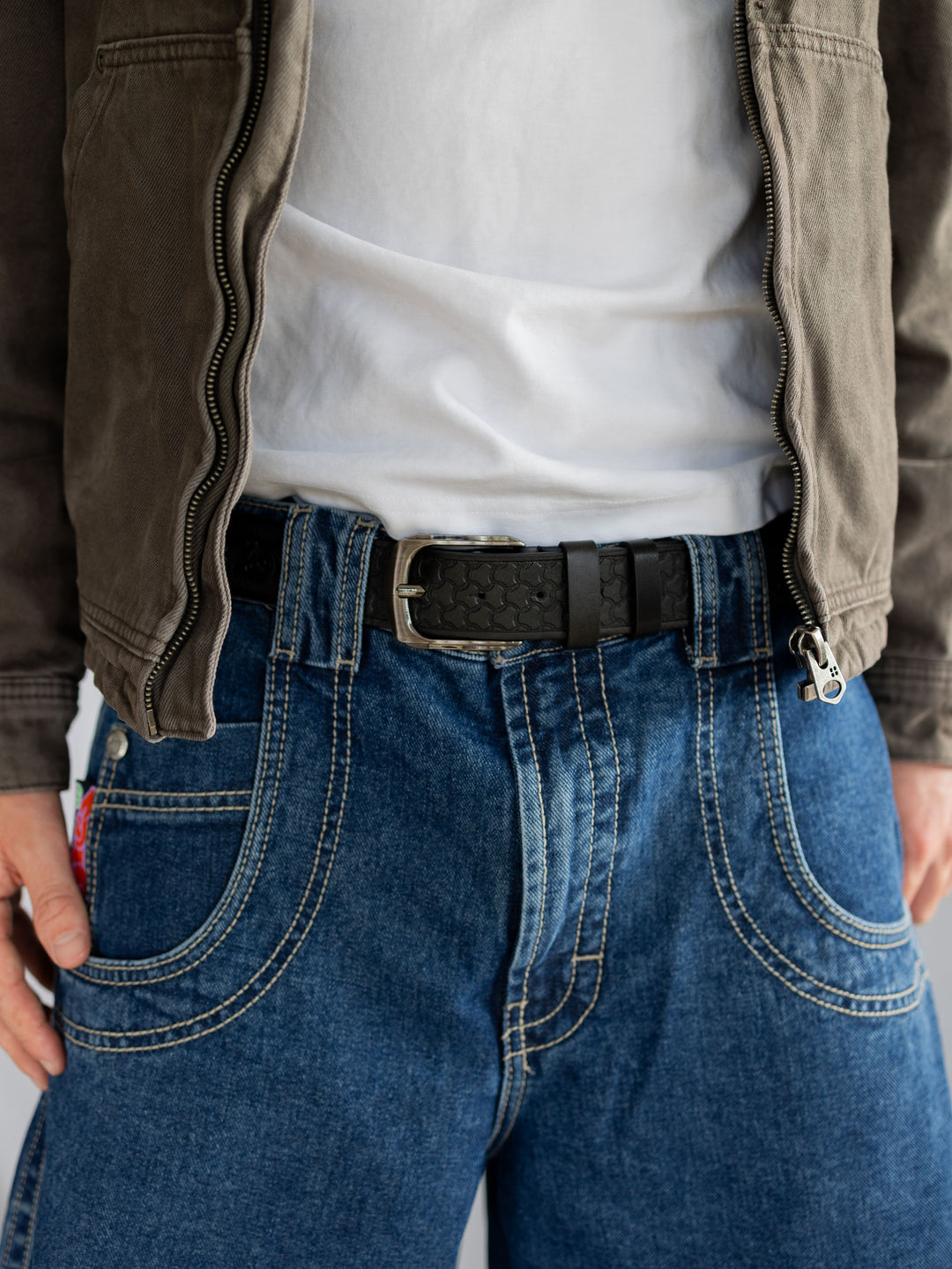 Black Tooled Leather Belt - Rynor