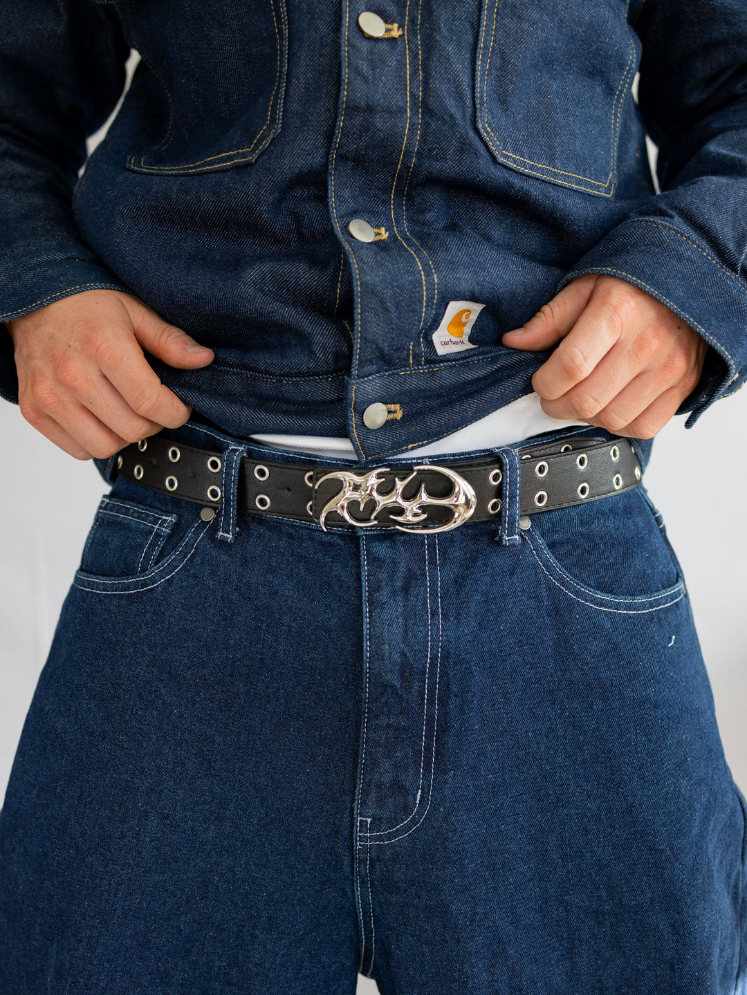 Ceinture western à boucle strass noirs