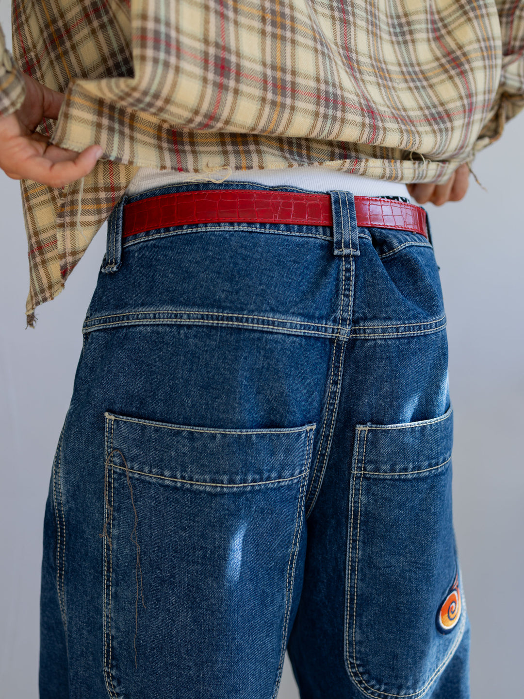 Ceinture à boucle ovale rouge