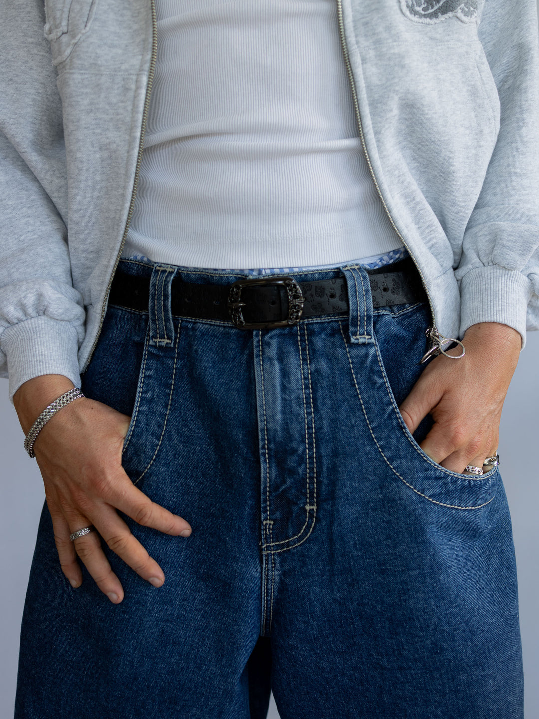 Midnight Bloom Buckle Belt