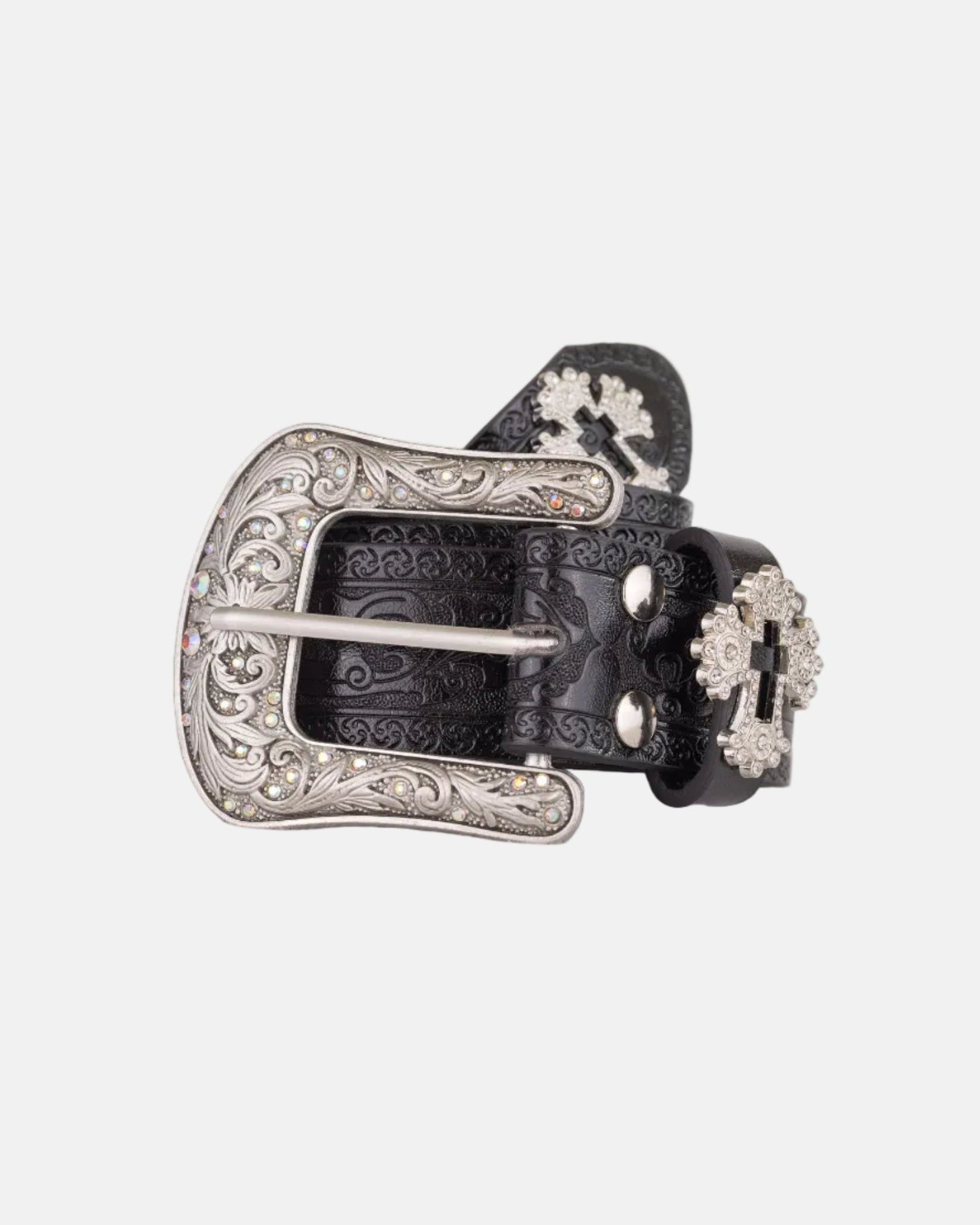 Black Silver Cross Western Belt - Rynor