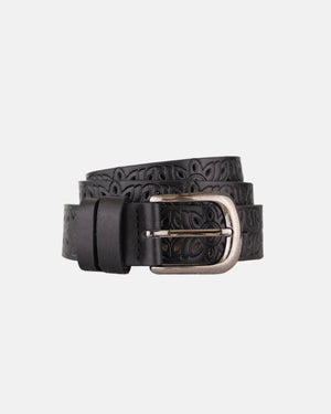 Ceinture en cuir noir gaufré