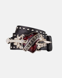 Ceinture à boucle G en chrome noir