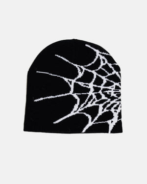 y2k jaren 2000 zwart-wit grunge gothic spinnenweb muts