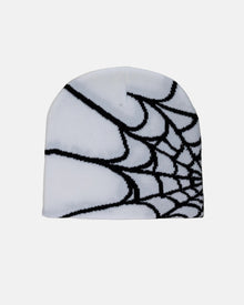 Bonnet blanc et noir grunge gothique à motif toile d'araignée, style années 2000