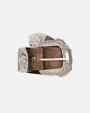 Ceinture western marron gravée