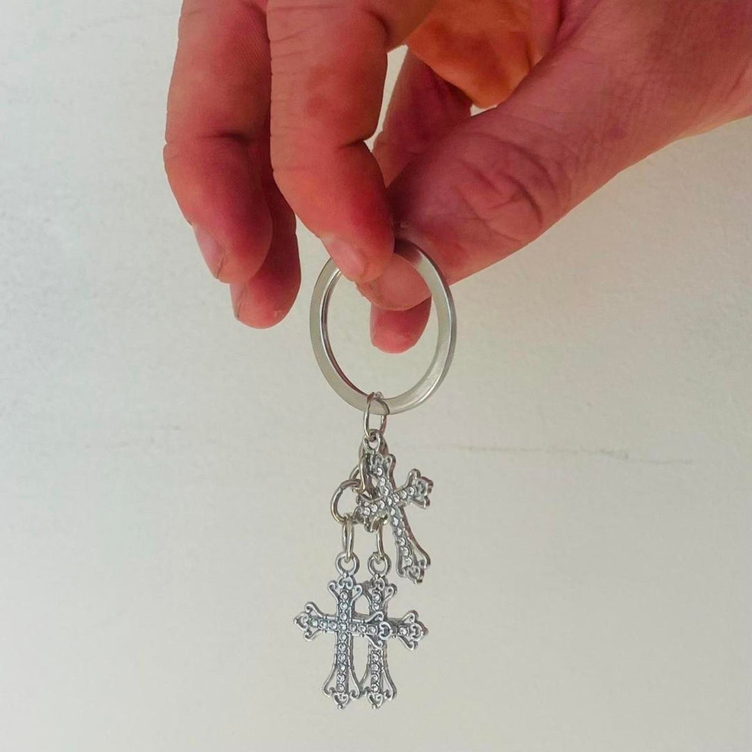 Triple Cross Charm Keychain