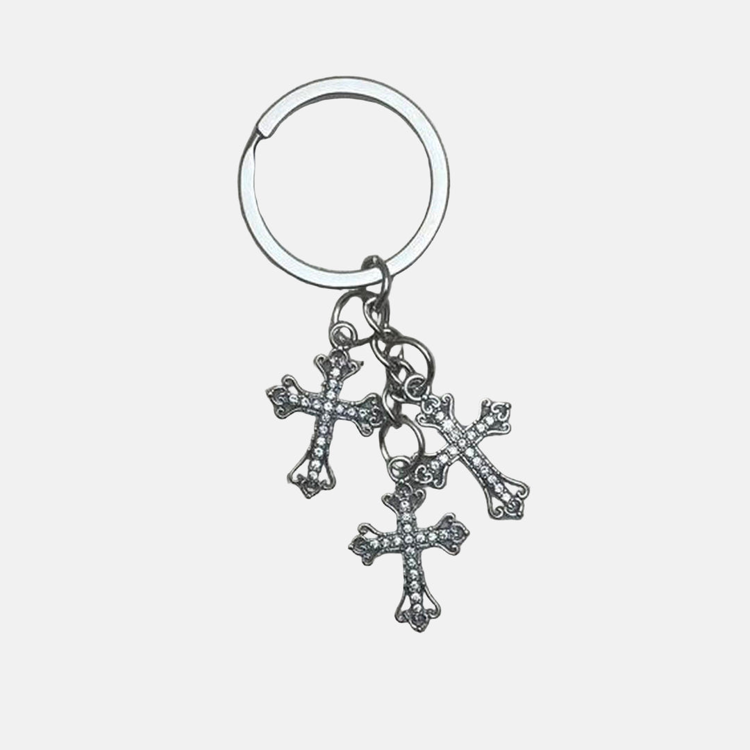 Triple Cross Charm Keychain