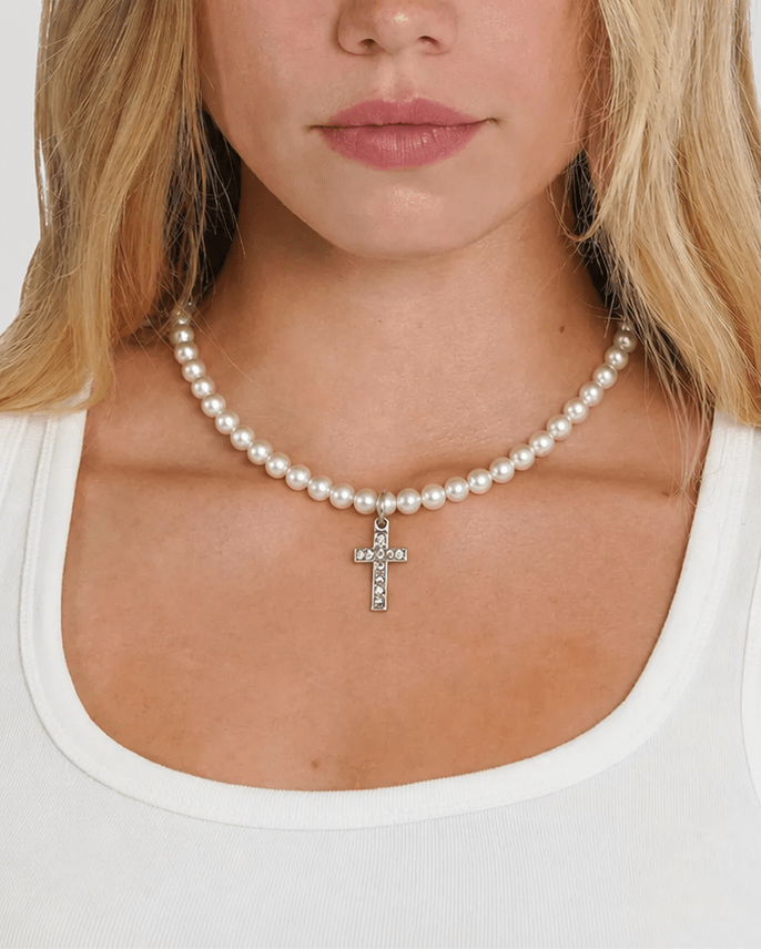 Pearl Cross Necklace - Rynor