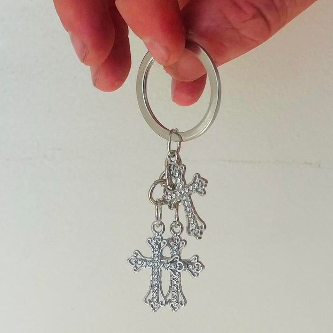 Triple Cross Charm Keychain