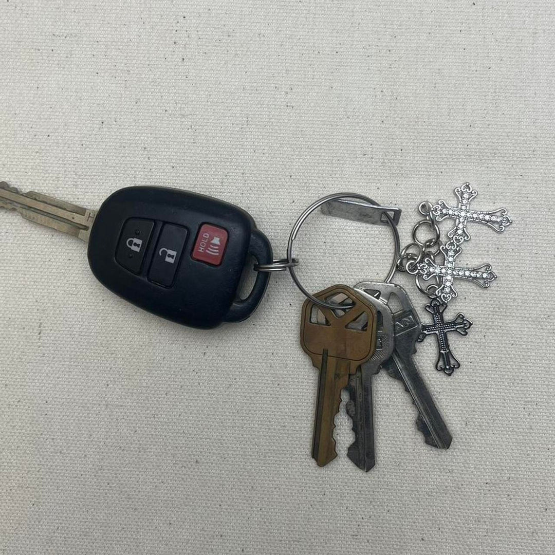 Triple Cross Charm Keychain