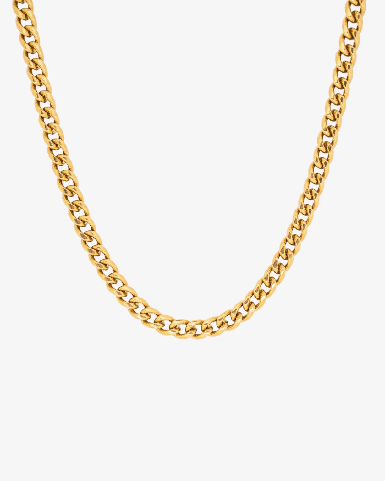 Rynor Boxed Gold Cuban – gold-tone cuban link chain necklace, product photo on white background