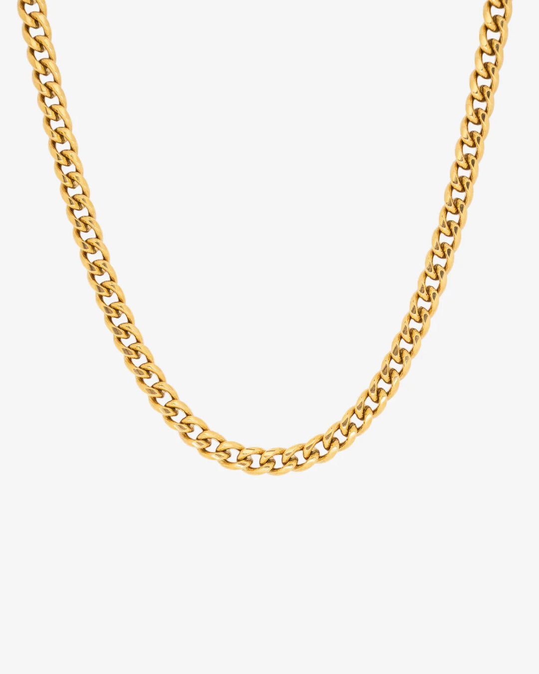 Rynor Boxed Gold Cuban – gold-tone cuban link chain necklace, product photo on white background
