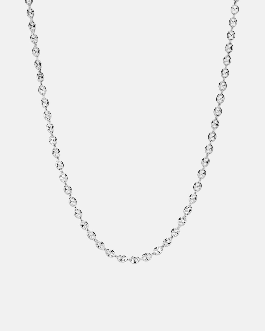 Rynor Calabrote Chain – silver oval link chain necklace, product photo on white background