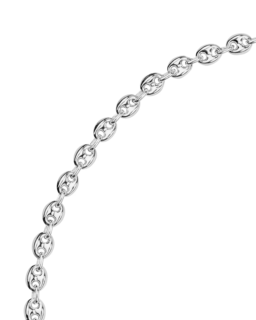 Rynor Calabrote Chain – silver oval link chain necklace, product detail photo