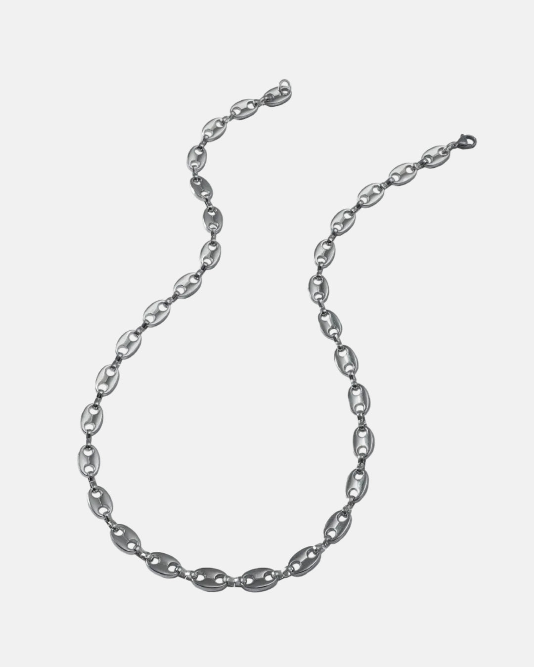 Rynor Calabrote Chain – silver oval link chain necklace, product detail photo