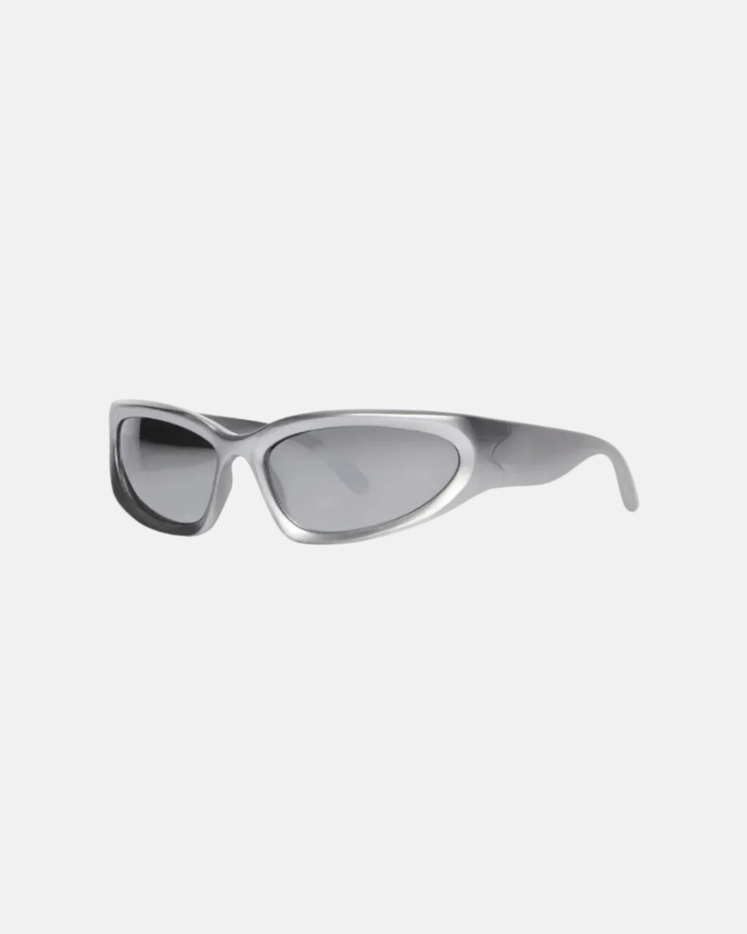 Rynor Chrome Wrap Sunglasses – chrome frame wraparound sunglasses with tinted lenses, product photo on white background