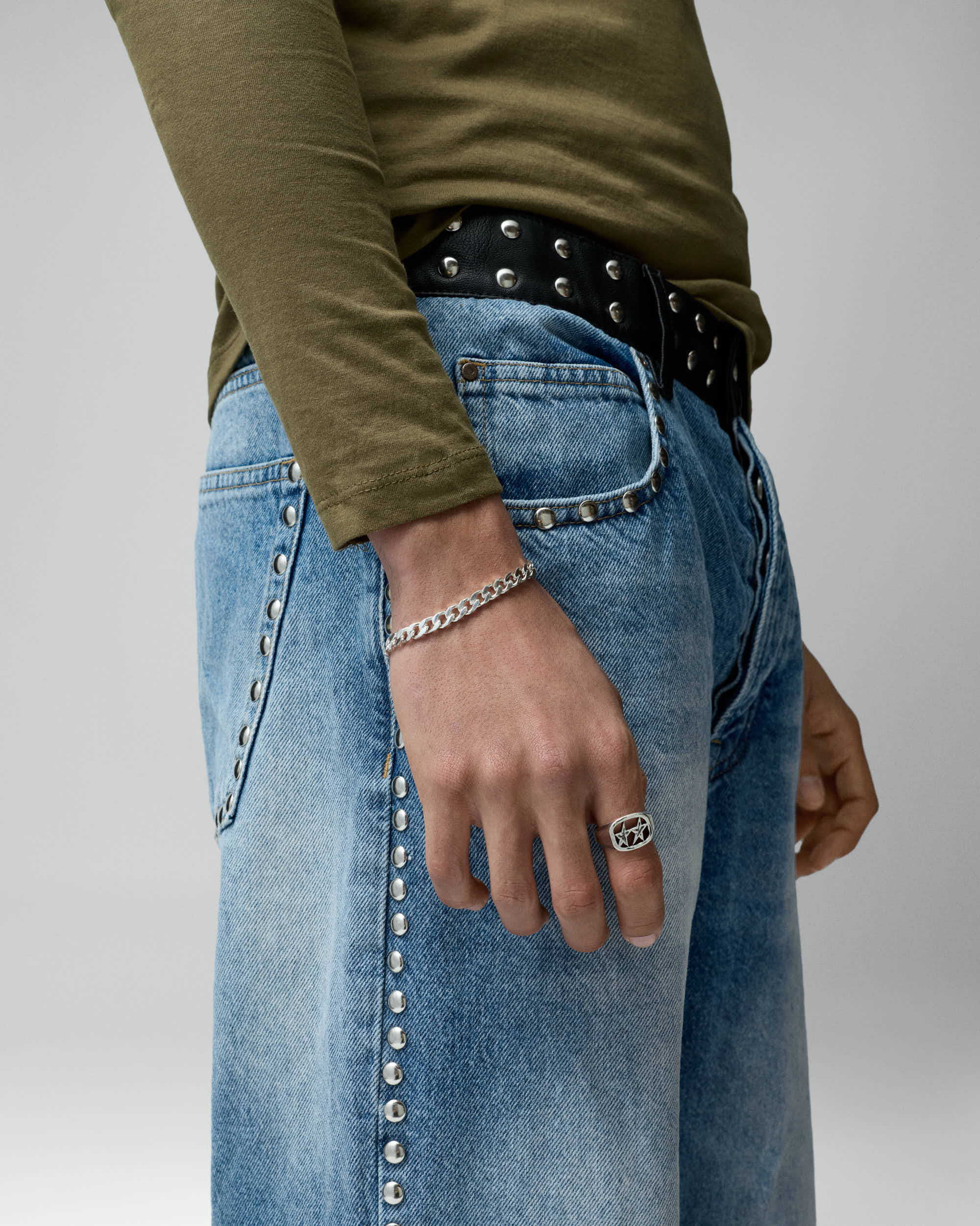 Rynor Curb Chain Bracelet – silver stainless steel curb chain bracelet, product detail photo