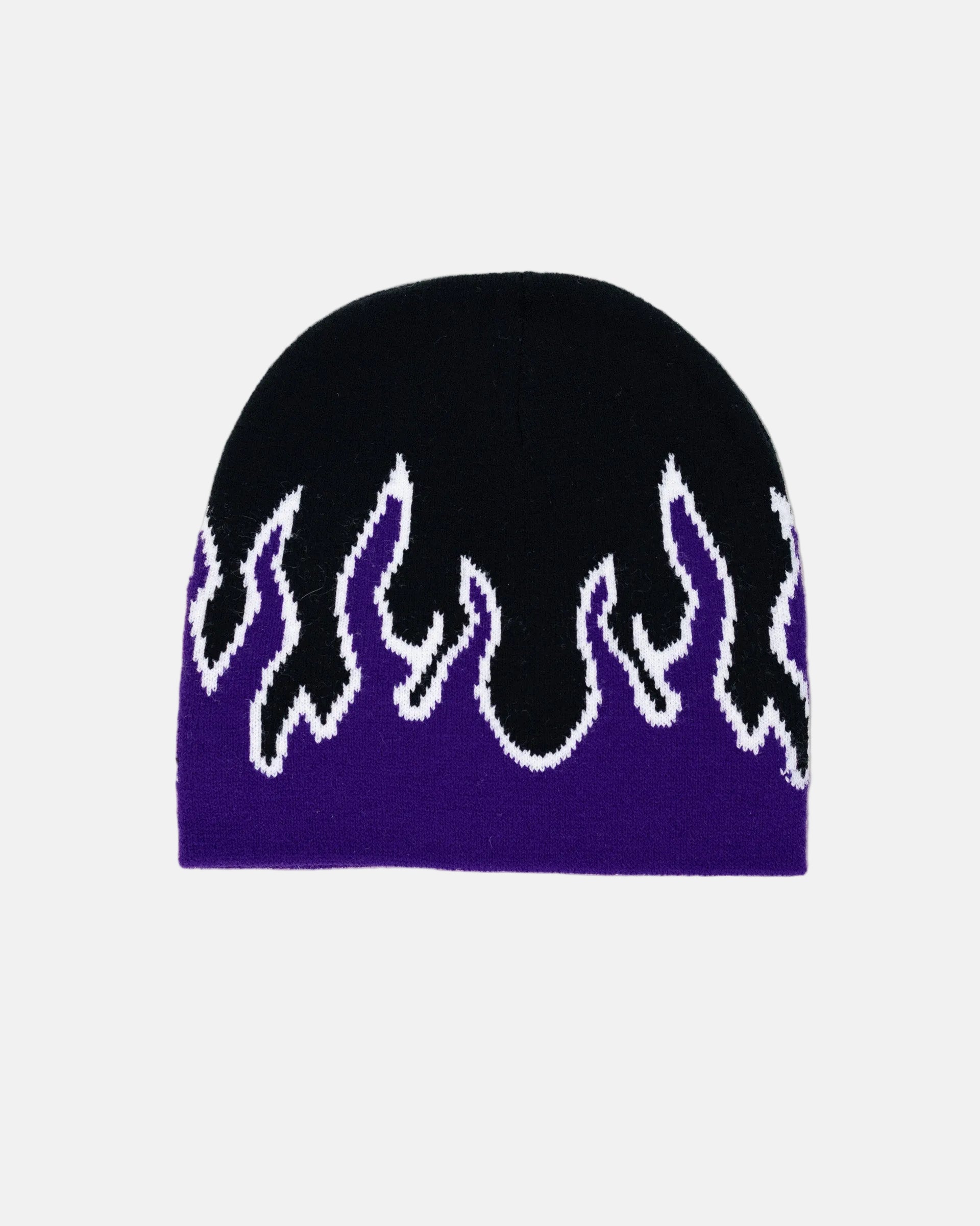 Rynor Flame Knit Beanie – purple and black flame pattern knit beanie, additional view