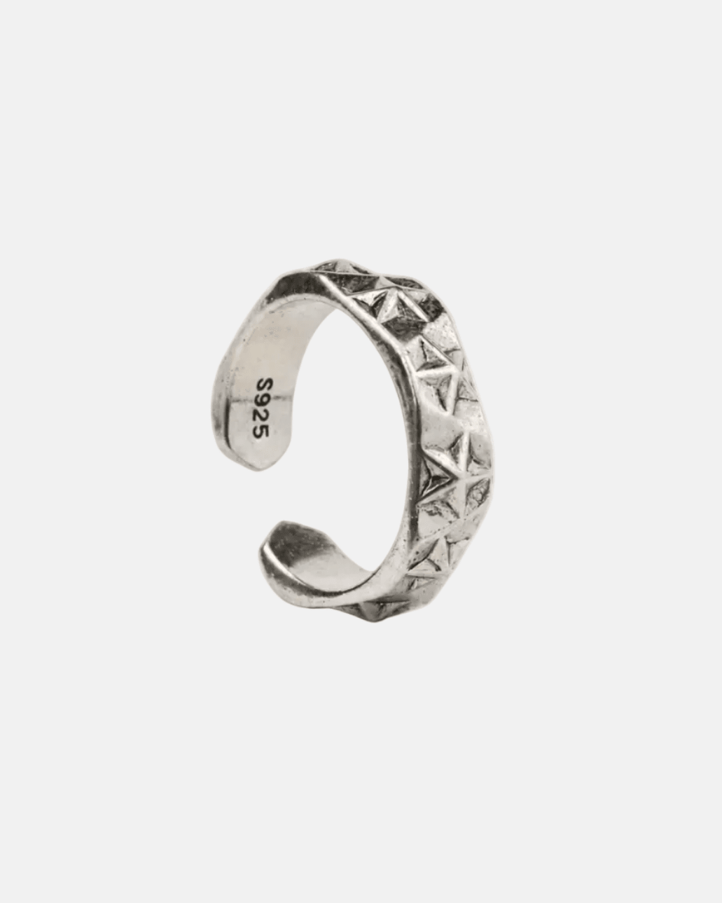 Rynor Icon Star Spike Ring – silver stainless steel star spike ring, product photo on white background