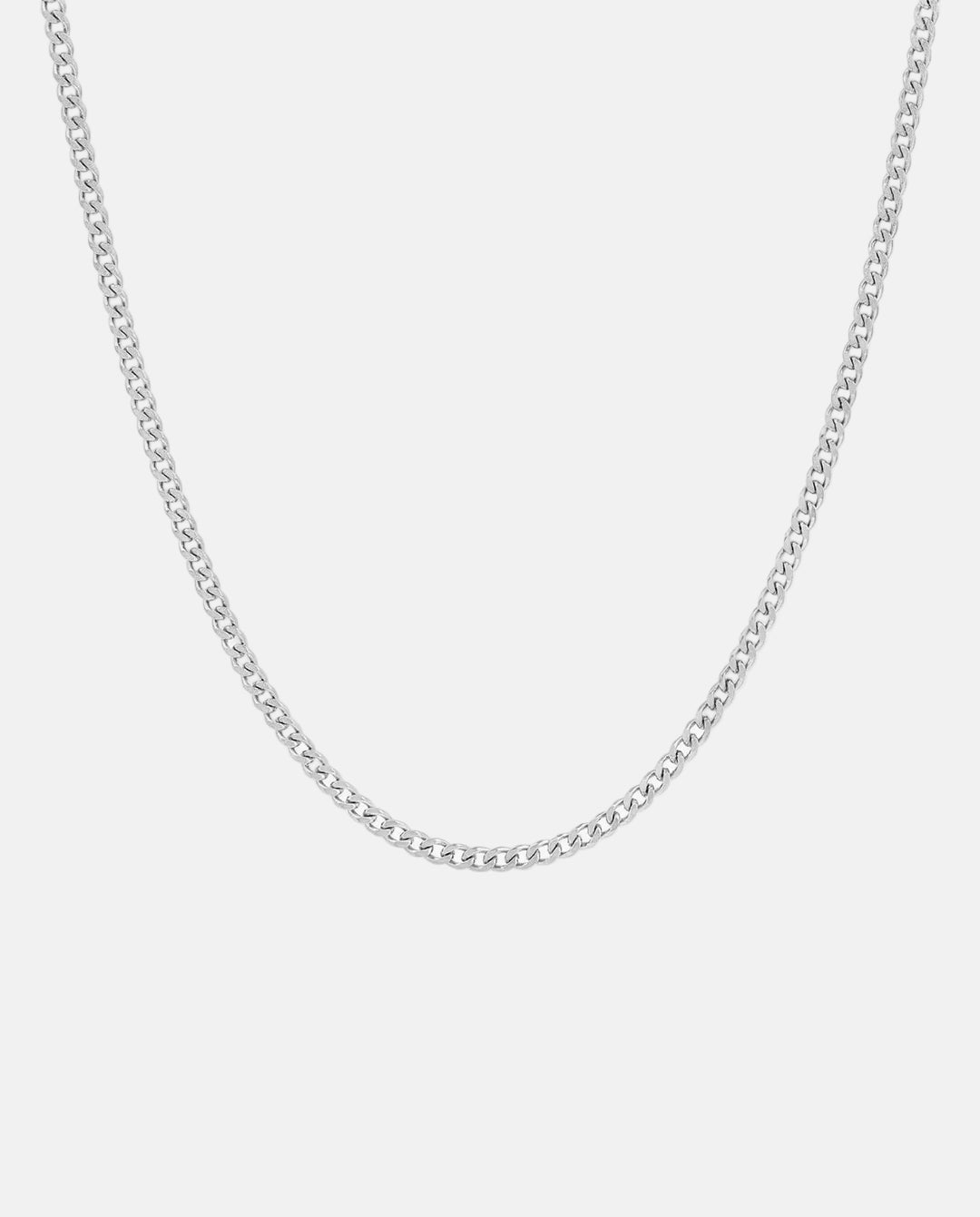 Rynor Kelvin Chain – silver stainless steel curb link chain necklace, product photo on white background