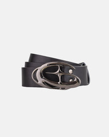 Ceinture à boucle G en chrome noir