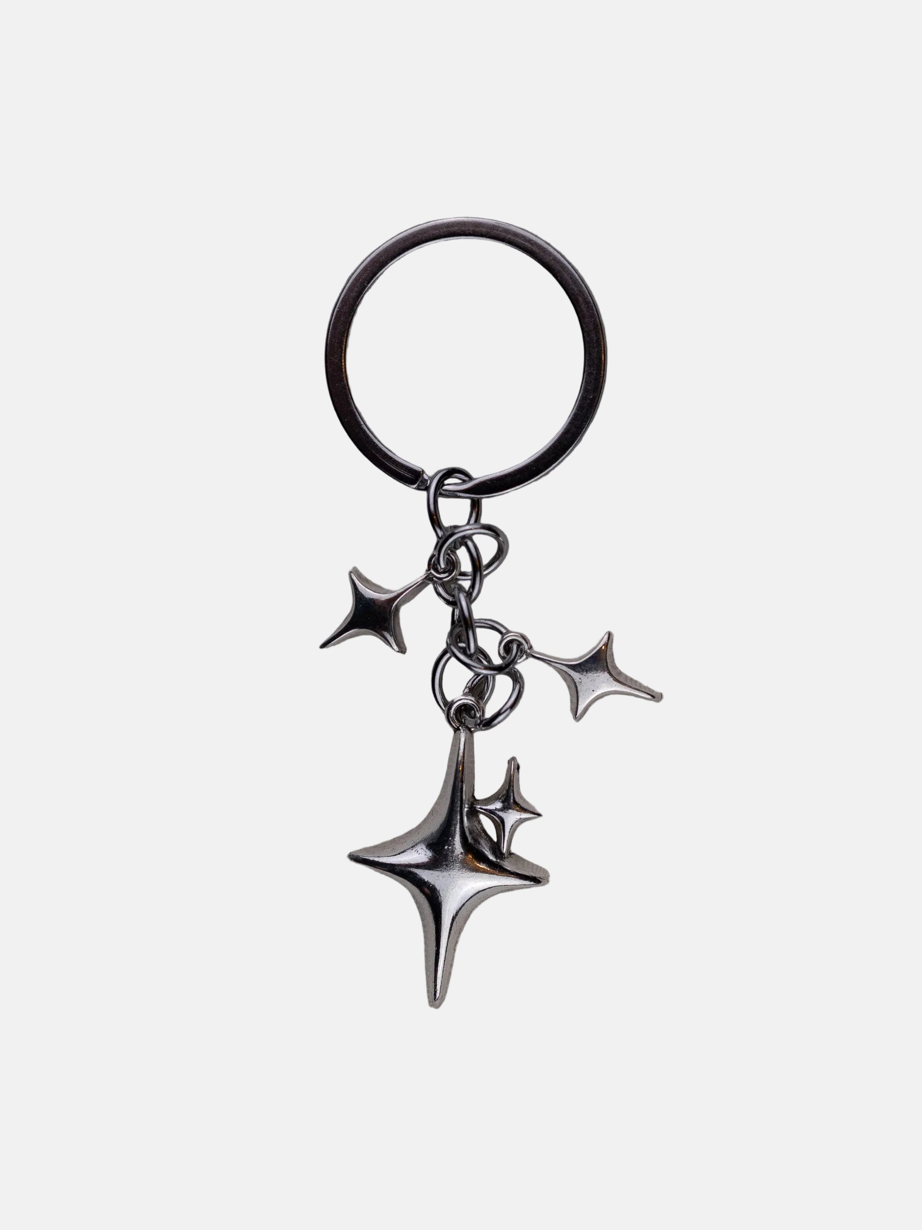 Rynor Star Charm Keychain – silver metal keychain with multiple star charms, product photo on white background