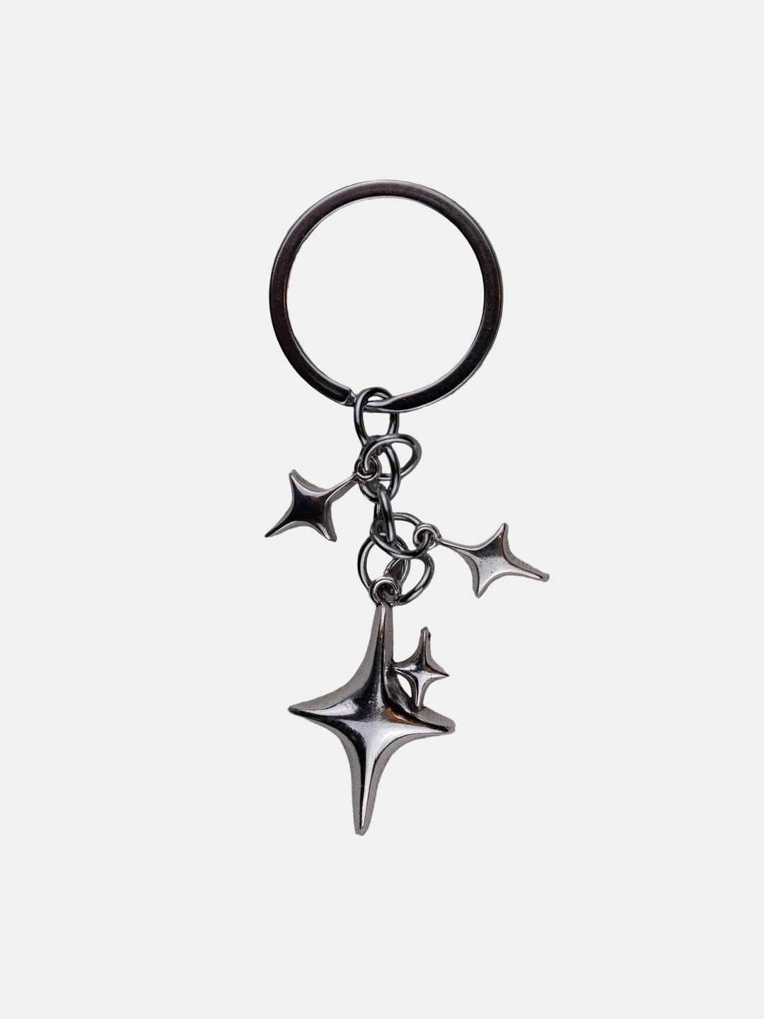 Rynor Star Charm Keychain – silver metal keychain with multiple star charms, product photo on white background