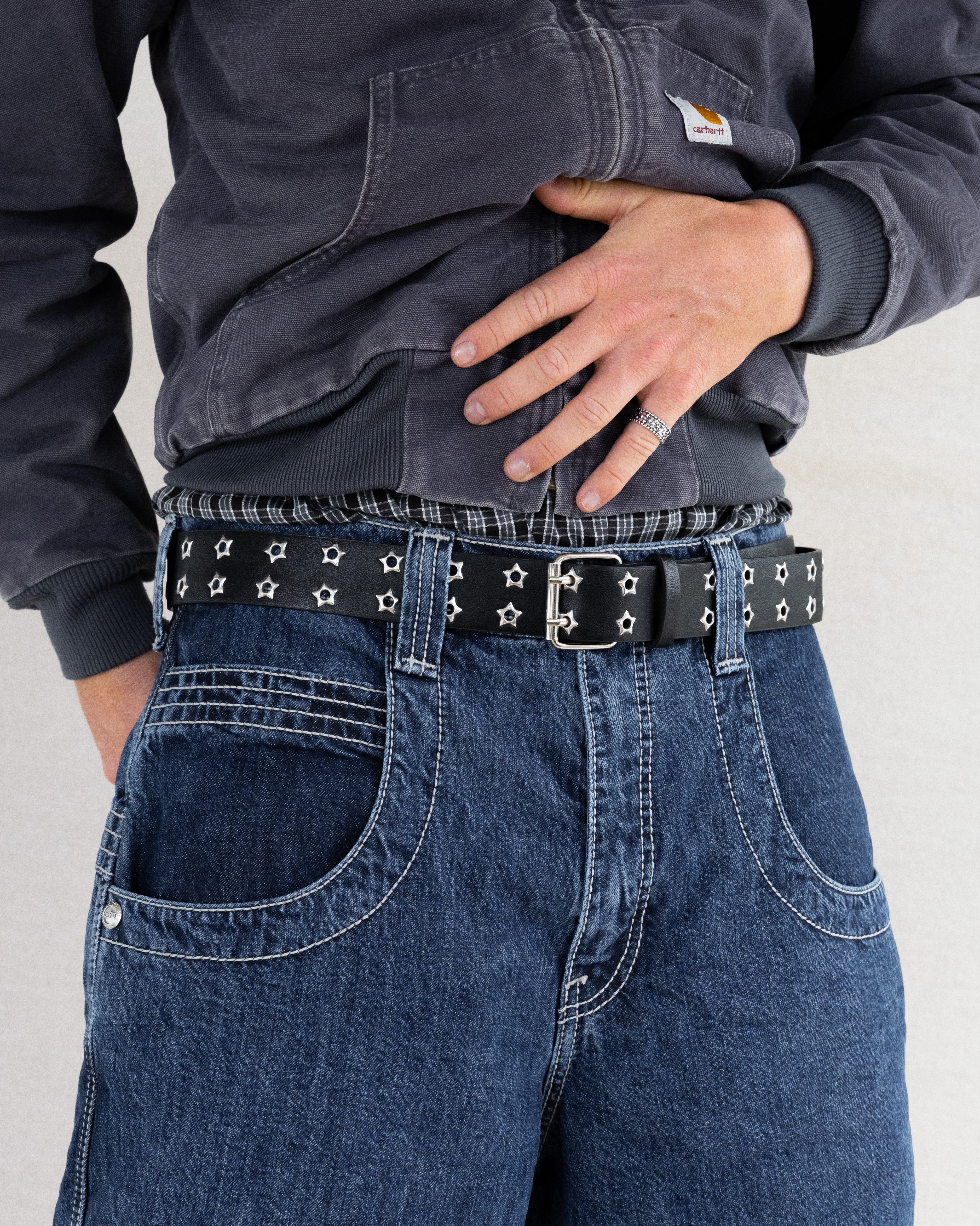 Rynor Starforge Belt – black belt with star-shaped grommets and double-prong buckle, additional view